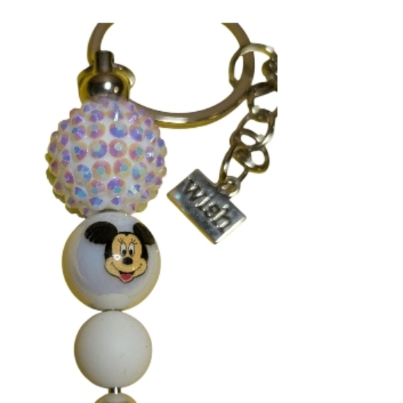 Handmade Mickey Mouse Key chain Bag Charm Wish white NEW Handcrafted - Picture 4 of 4